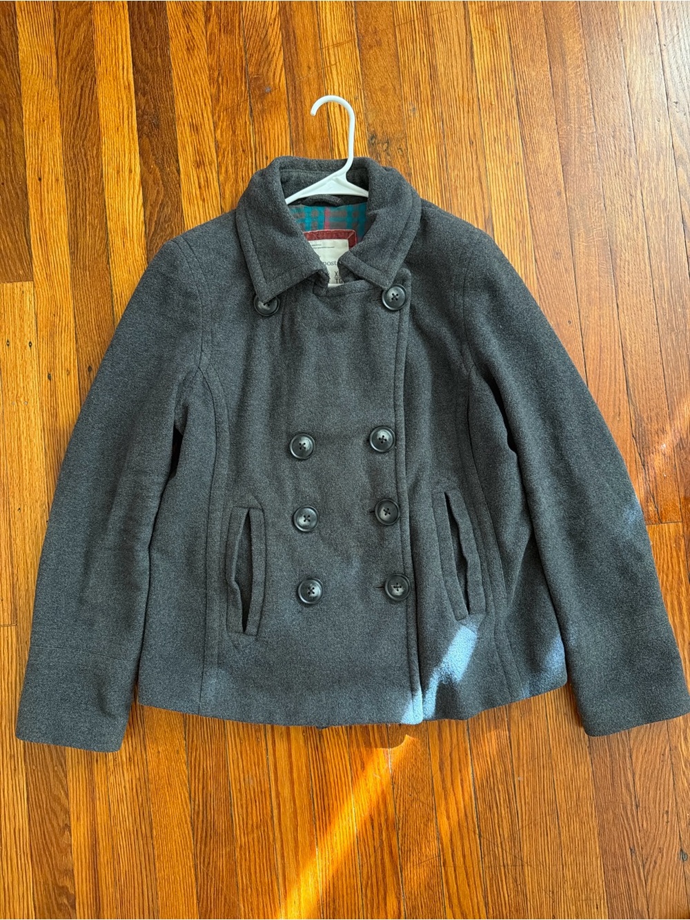 Aeropostale Women’s Double-Breasted Gray Peacoat Jacket